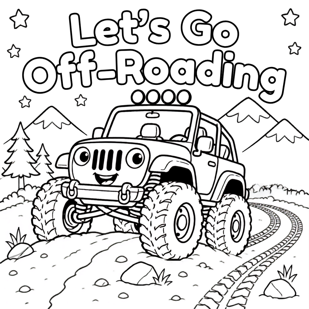 Kids off-roading coloring book