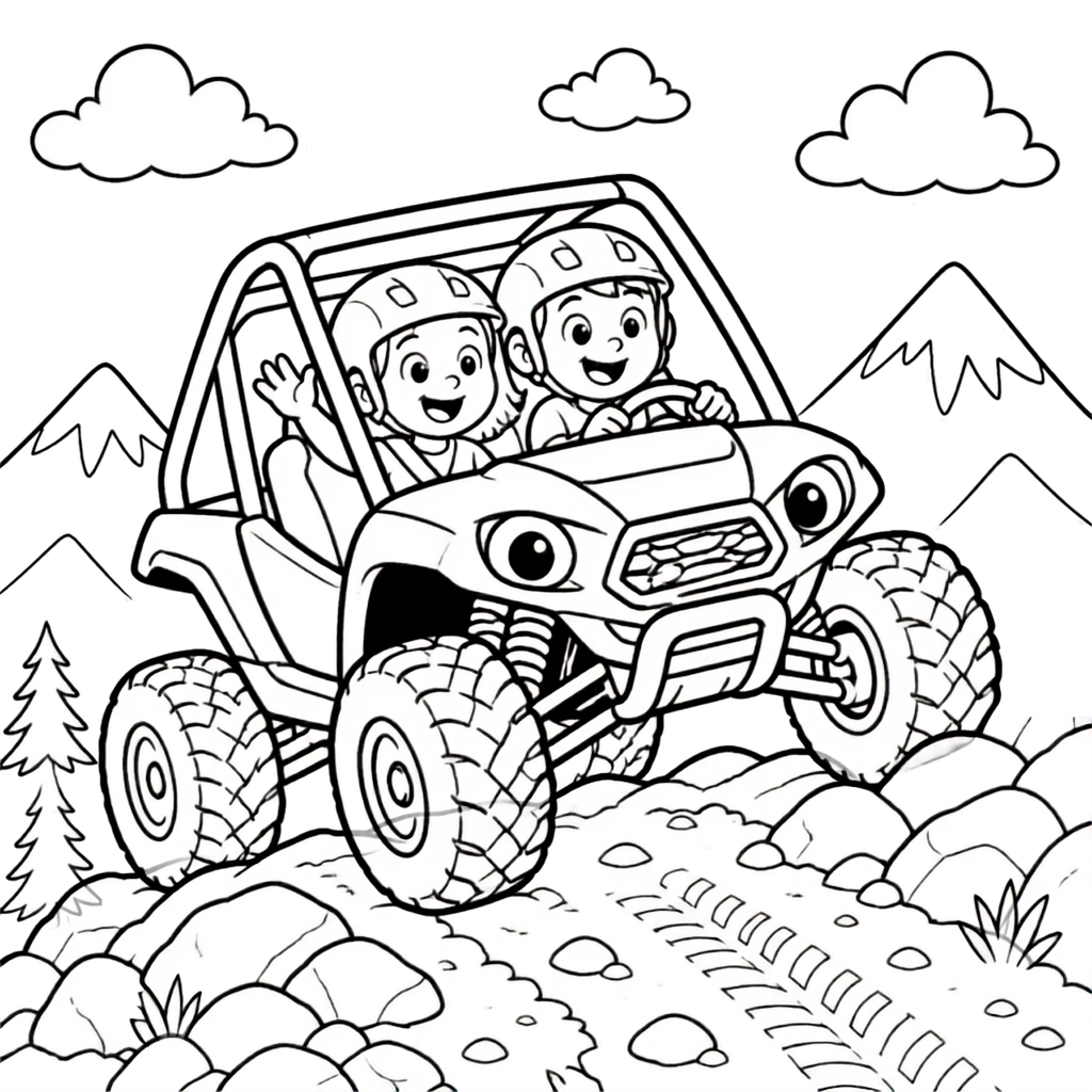 Kids off-roading coloring book