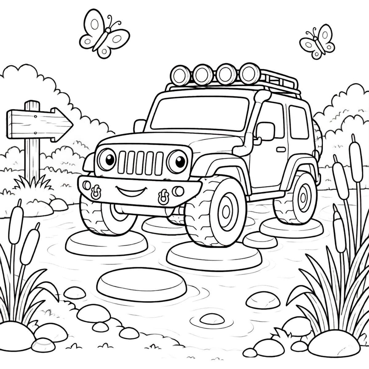 Kids off-roading coloring book