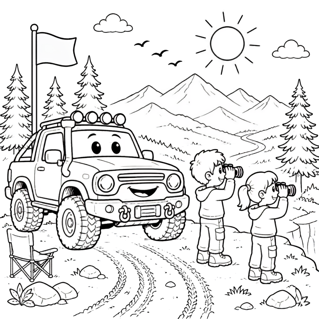 Kids off-roading coloring book