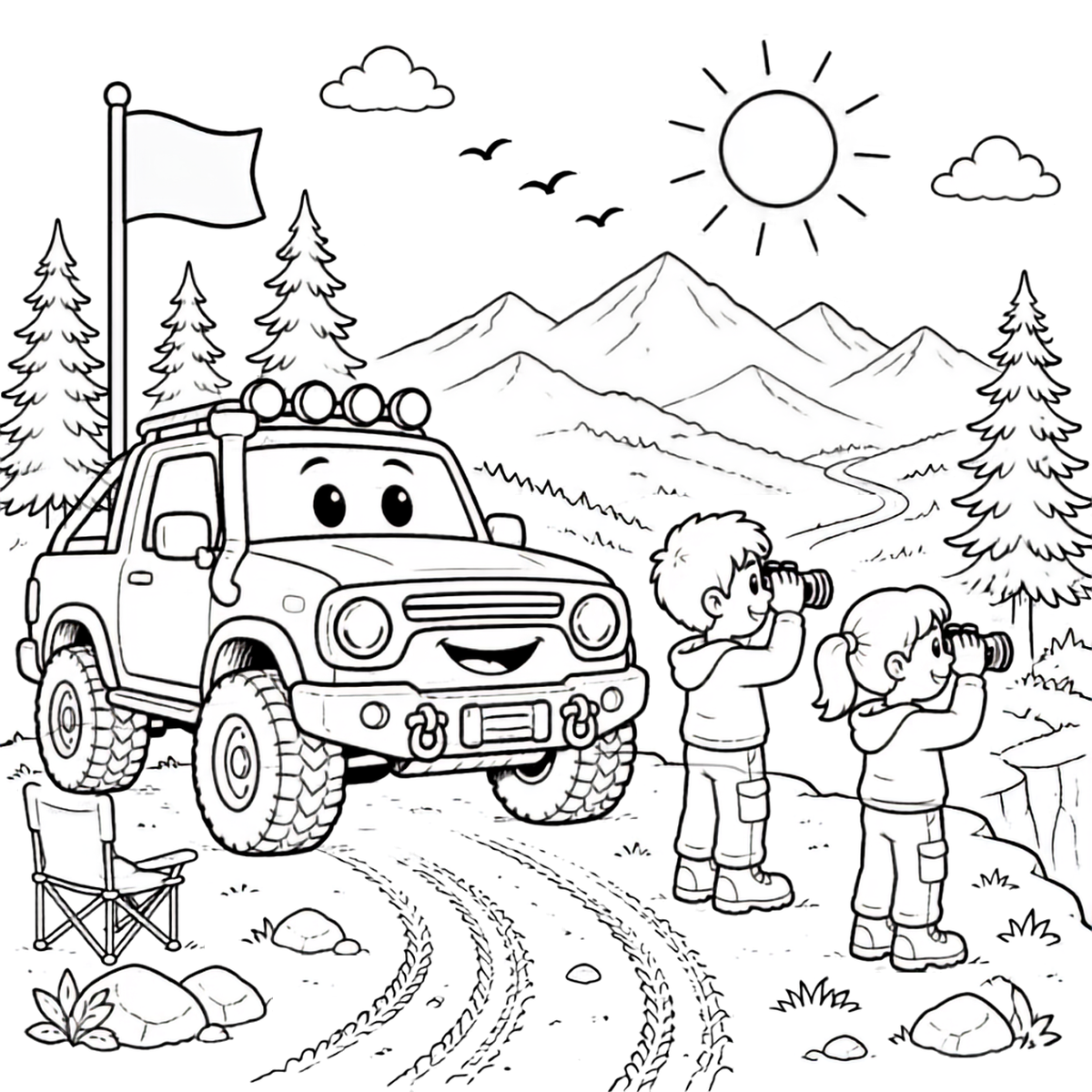 Kids off-roading coloring book