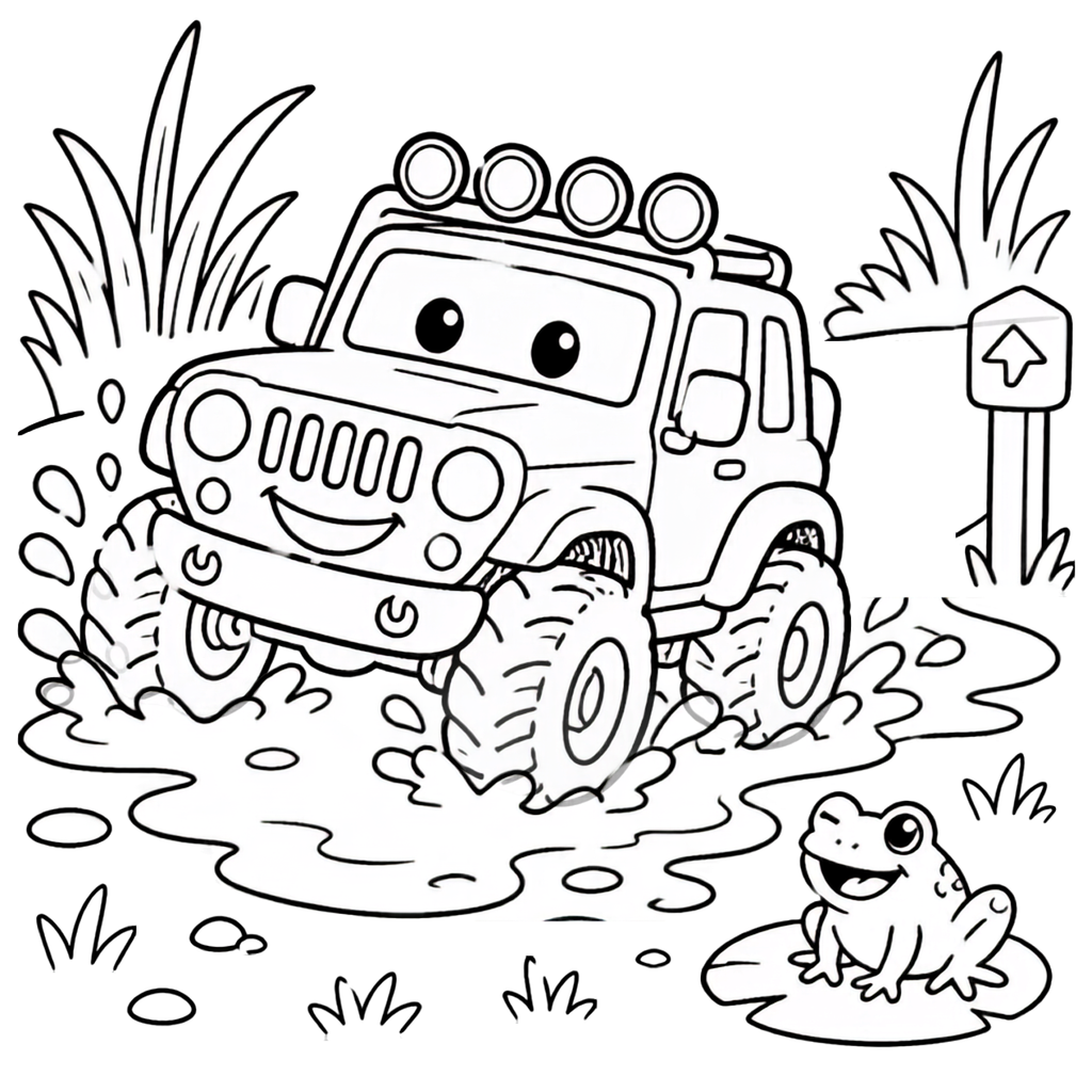 Kids off-roading coloring book