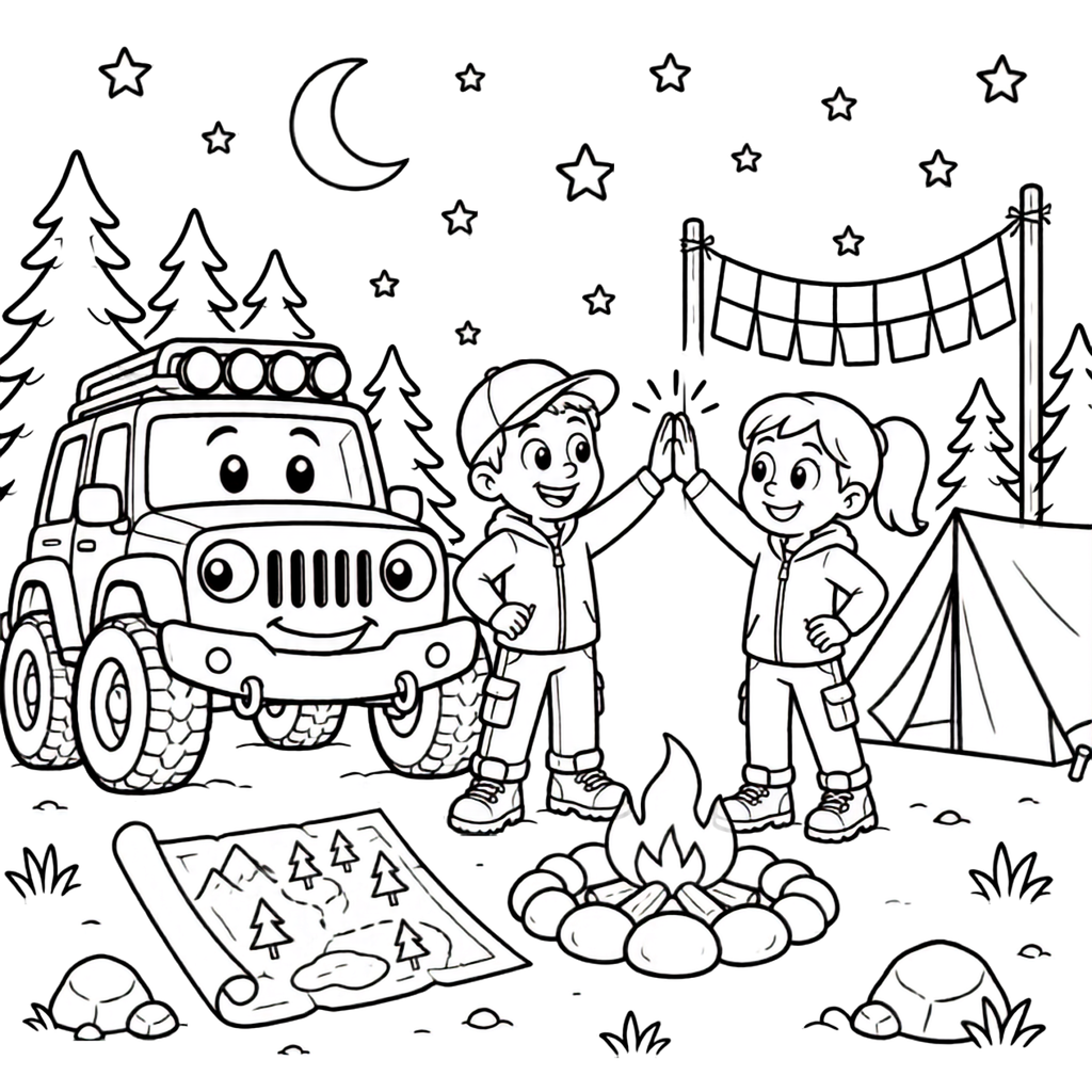 Kids off-roading coloring book