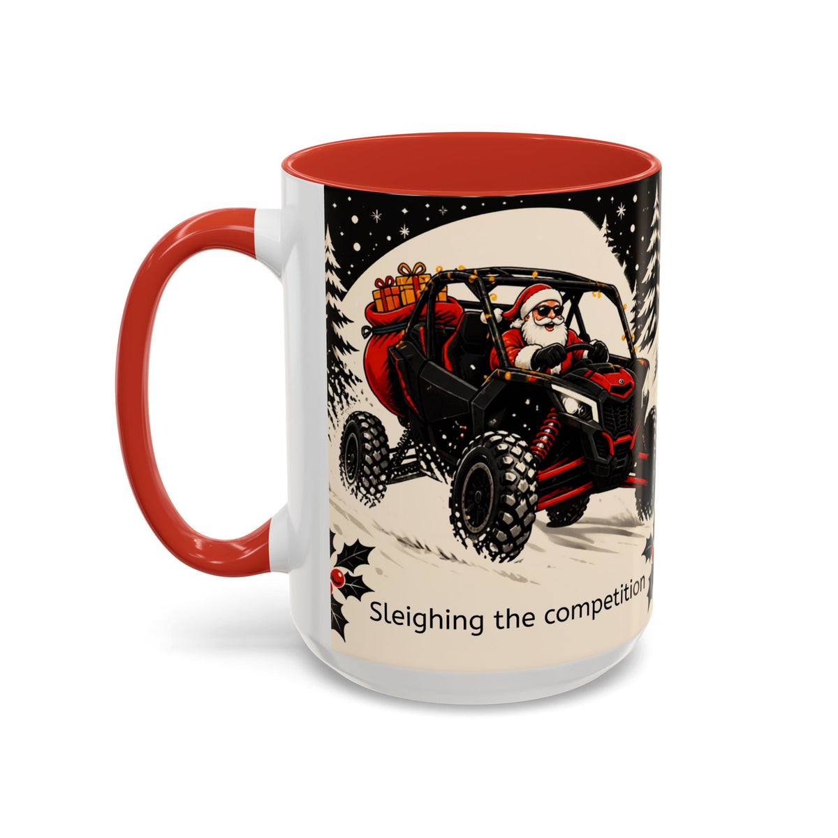 "Sleighing the competition" Christmas coffee mug
